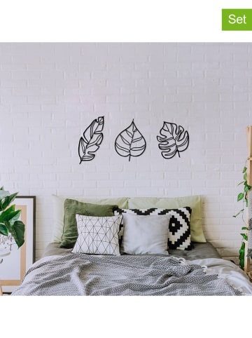 ABERTO DESIGN 3er-Set: Wanddekore "Leaves"
