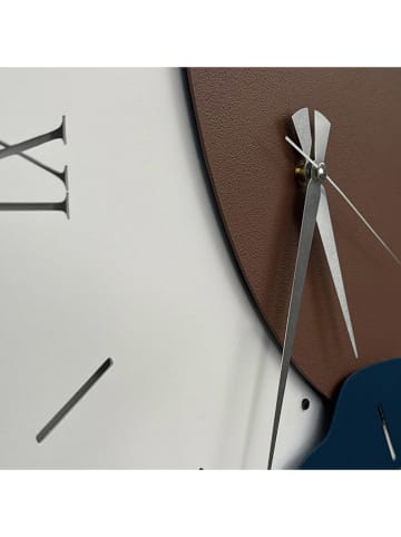 ABERTO DESIGN Wanduhr in Weiß/ Braun/ Blau - (B)50 x (H)50 cm