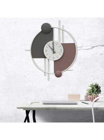 ABERTO DESIGN Zegar ścienny w kolorze szaro-jasnobrązowym - 55 x 65 cm