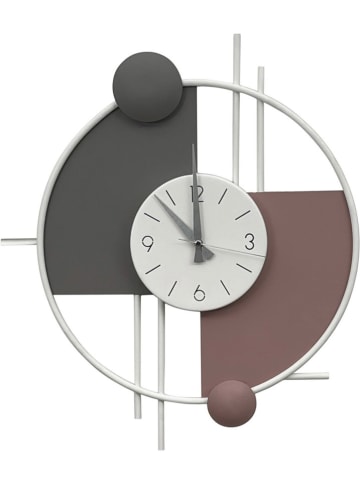 ABERTO DESIGN Wanduhr in Grau/ Hellbraun - (B)55 x (H)65 cm