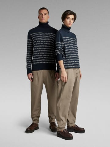 G-Star Pullover in Dunkelblau/ Weiß