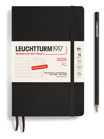 LEUCHTTURM1917 Monatsplaner & Notizbuch in Schwarz - B6+