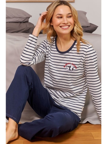 Doctor Nap Pyjama in Weiß/ Dunkelblau