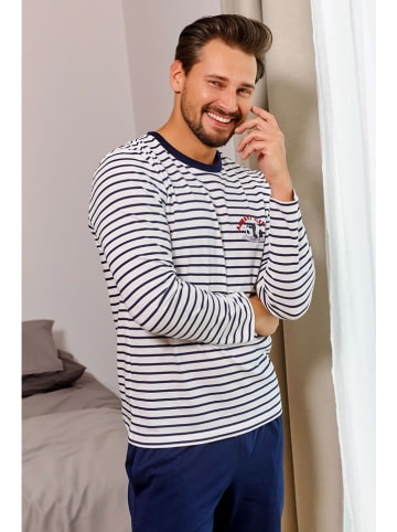 Doctor Nap Pyjama in Weiß/ Dunkelblau