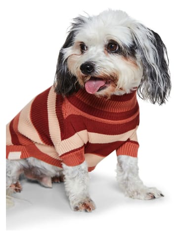 VOV & VUF Hundepullover in Braun/ Rot/ Creme