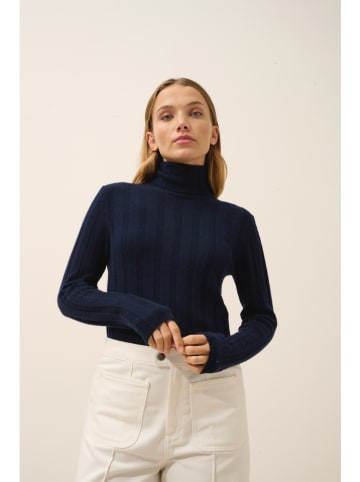 Just Cashmere Kasjmieren coltrui "Serelith" donkerblauw