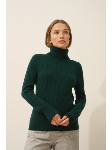 Just Cashmere Kasjmieren coltrui "Estelle" donkergroen