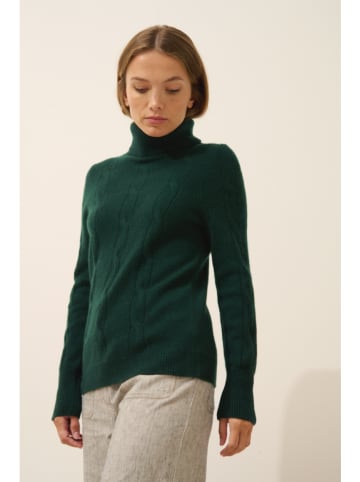 Just Cashmere Kasjmieren coltrui "Estelle" donkergroen