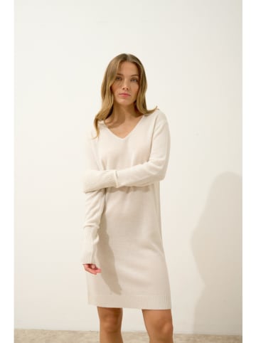 Just Cashmere Kaszmirowa sukienka "Mileya" w kolorze kremowym