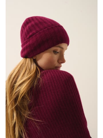 Just Cashmere Kasjmieren muts "Jin" bordeaux