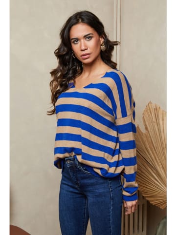 Joséfine Pullover "Quety" in Blau/ Beige