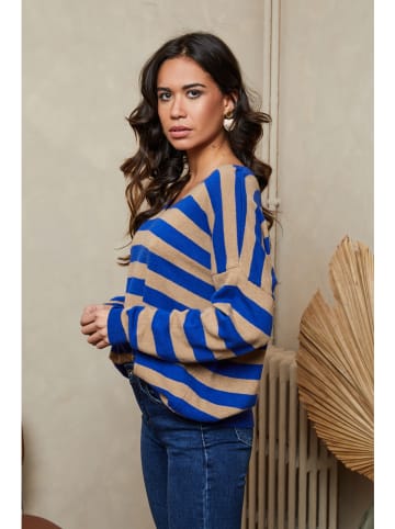 Joséfine Pullover "Quety" in Blau/ Beige