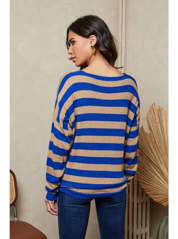Joséfine Pullover "Quety" in Blau/ Beige