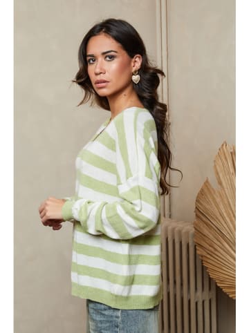Joséfine Pullover "Quety" in Grün/ Weiß