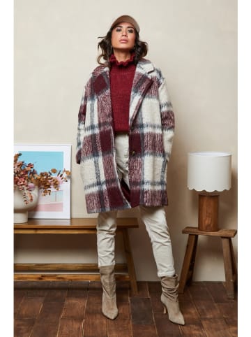 Joséfine Wollmantel "Tourel" in Creme/ Bordeaux