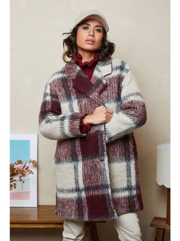 Joséfine Wollmantel "Tourel" in Creme/ Bordeaux