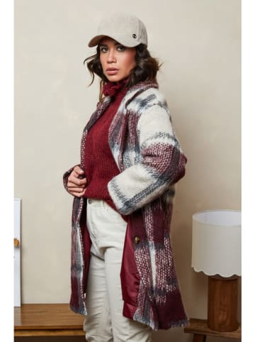 Joséfine Wollmantel "Tourel" in Creme/ Bordeaux