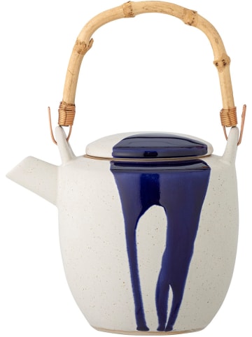 Bloomingville Theekan "Okayama" wit/blauw - (H)15,5 x Ø 12 cm