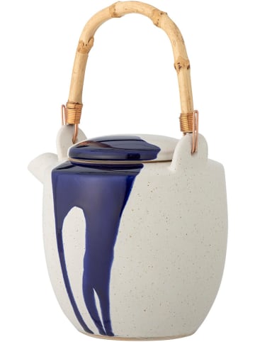 Bloomingville Theekan "Okayama" wit/blauw - (H)15,5 x Ø 12 cm