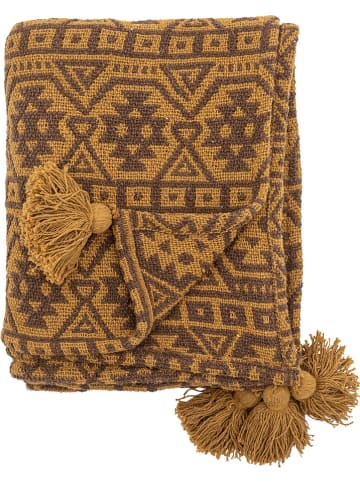 Bloomingville Tagesdecke ''Lyla'' in Hellbraun/ Schwarz - (L)150 x (B)130 cm