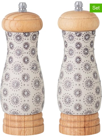 Bloomingville 2tlg. Set: Salz- & Pfeffermühlen ''Elsa'' in Hellbraun/ Beige - (H)11 x Ø 6 cm