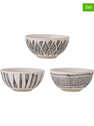 Bloomingville 3er-Set: Schalen ''Eliana'' in Beige/ Schwarz - 250 ml