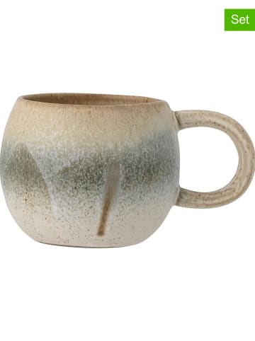 Bloomingville 2er-Set: Jumbotassen ''Elia'' in Beige/ Grün - 480 ml