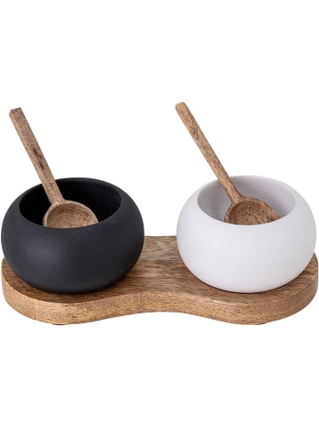 Bloomingville 3-delige set: voorraadpotten "Fig" zwart/wit - (B)20 x (H)6,5 x (D)9 cm