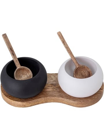 Bloomingville 3-delige set: voorraadpotten "Fig" zwart/wit - (B)20 x (H)6,5 x (D)9 cm