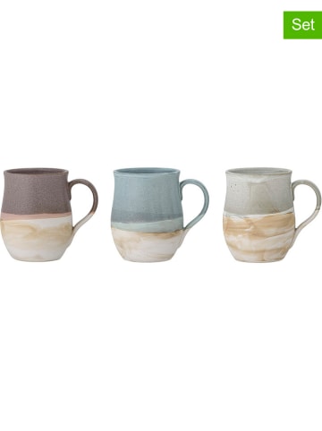Bloomingville 3-delige set: mokken "Ash" grijs/bruin/blauw - 450 ml