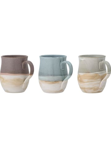 Bloomingville 3-delige set: mokken "Ash" grijs/bruin/blauw - 450 ml