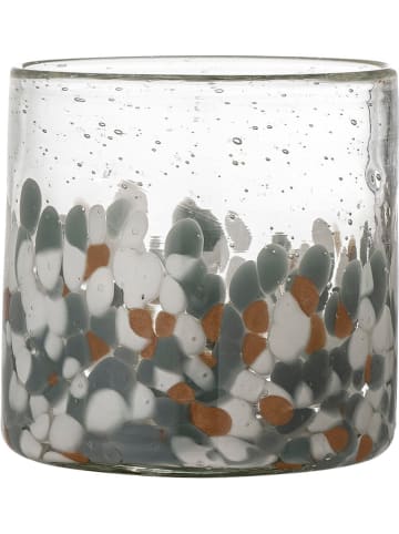 Bloomingville Windlicht "Lindie" wit/grijs/lichtbruin - (H)12 x Ø 12 cm