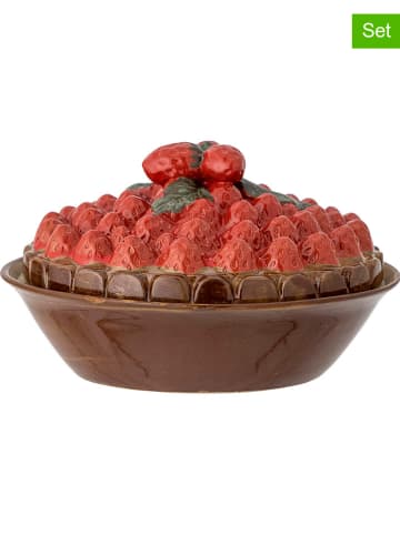 Bloomingville 2-delige set: ovenvorm met deksel "Maehan" bruin/rood - (H)13 x Ø 23 cm