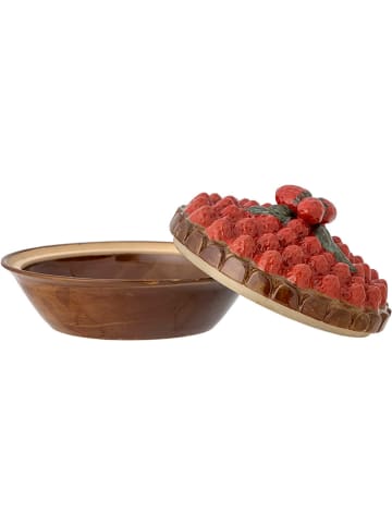 Bloomingville 2-delige set: ovenvorm met deksel "Maehan" bruin/rood - (H)13 x Ø 23 cm