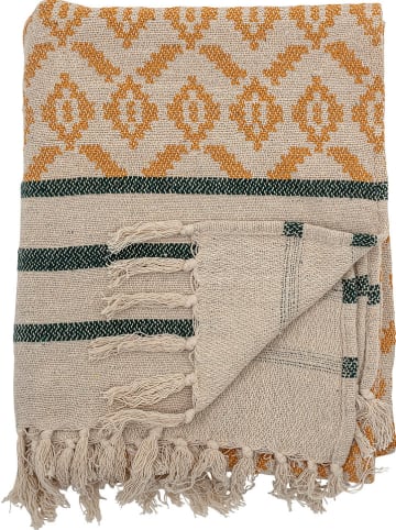 Bloomingville Tagesdecke ''Fini'' in Beige/ Grün/ Orange - (L)160 x (B)130 cm