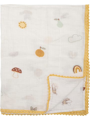 Bloomingville Knuffeldeken wit/geel - (L)100 x (B)80 cm
