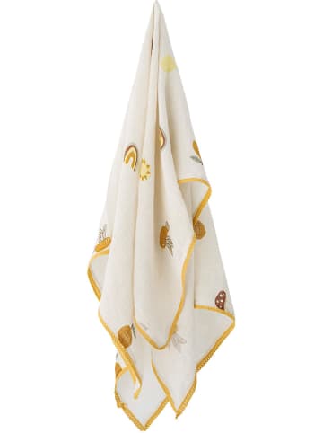 Bloomingville Knuffeldeken wit/geel - (L)100 x (B)80 cm