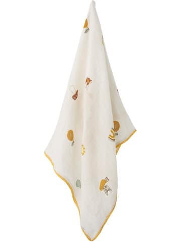 Bloomingville Kuscheldecke in Weiß/ Gelb - (L)100 x (B)80 cm