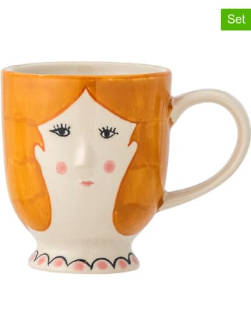 Bloomingville Kubki (2 szt.) "Jaya" w kolorze pomarańczowo-beżowym - 170 ml