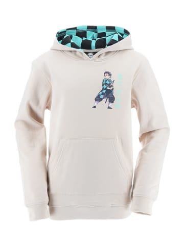 DEMON Hoodie "Demon slayer" in Creme/ Hellblau
