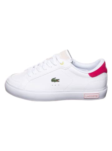 Lacoste Leder-Sneakers in Weiß/ Pink