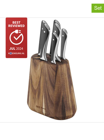 Jamie Oliver 7tlg. Messerblock-Set in Natur/ Schwarz