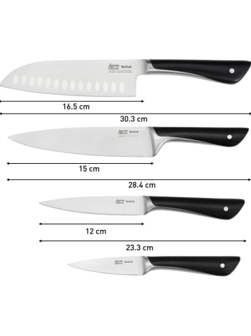 Jamie Oliver 4-delige set: messenset zilverkleurig/zwart