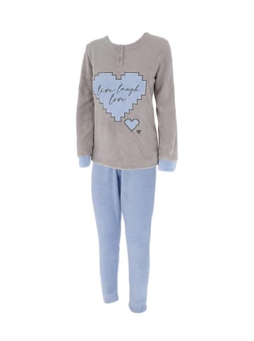 COTONELLA Pyjama grijs/lichtblauw