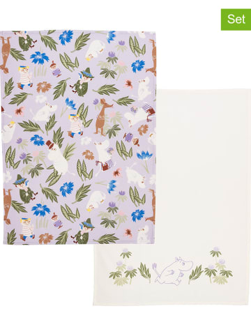 Moomin 2er-Set: Geschirrtücher in Creme/ Lila - (L)70 x (B)50 cm