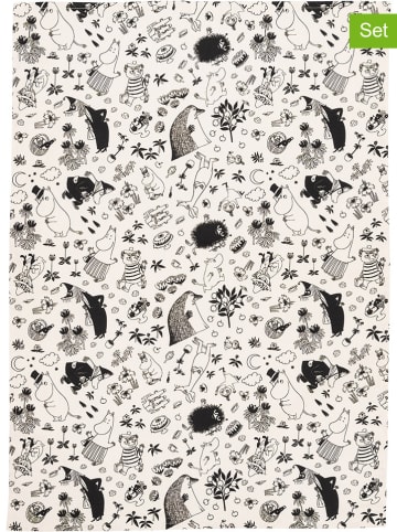 Moomin 2er-Set: Geschirrtücher in Creme/ Schwarz - (L)70 x (B)50 cm
