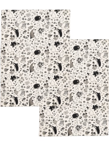 Moomin 2er-Set: Geschirrtücher in Creme/ Schwarz - (L)70 x (B)50 cm