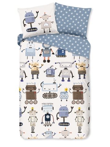 Good Morning Beddengoedset "Robo" wit/blauw
