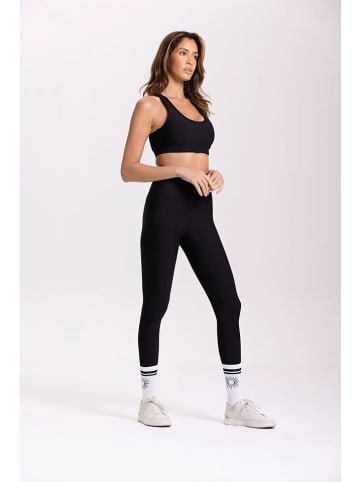 Onamaste Legginsy sportowe "Lotus" w kolorze czarnym