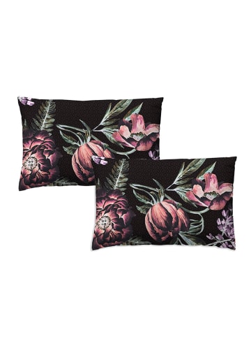ethere Perkal-Kissenbezug "Adaya" in Schwarz/ Rosa